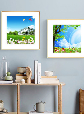 田园风格装饰画客厅风景挂画现代餐厅饭厅卧室床头艺术奶油墙壁画
