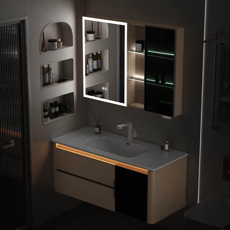 美家陶瓷深盆实木浴室柜组合智能镜柜双抽屉一开门侧边置物 L09,淘宝优惠券,粉丝福利购,淘宝优惠卷