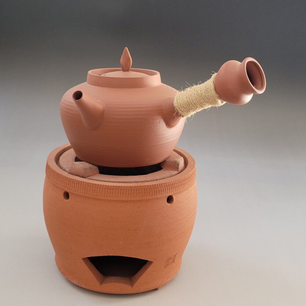 Handmade red clay stove, purple sand pot, charcoal stove, tea stove, olive charcoal stove, small stove, old-fashioned charcoal stove, teapot, hand-made tea set