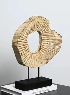 现代艺术几何扭色曲黄树脂件软装艺术样摆间客厅柜子板电视柜GT-A