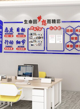 企业文化墙团队风采展示墙办公室励志标语布置装饰公告宣传栏墙贴