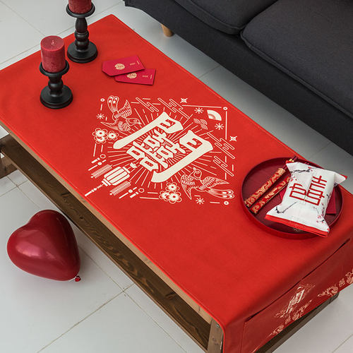 婚庆茶几桌布布艺餐桌茶几布防水防烫茶几电视柜桌布茶几客厅家用 - 图1