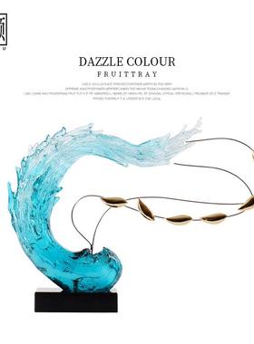 现代轻奢游STS-DS-8鱼花浪透明雕塑客厅玄关走廊样房新艺中式术品