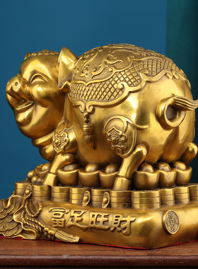 黄铜金猪摆件存钱罐十二生肖猪家居客厅玄关招财装饰工艺礼品摆设