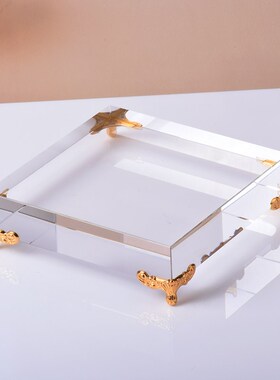 水晶玻璃底座禅意手办底首饰化妆品瓷器古玩工艺品装饰展示架摆件