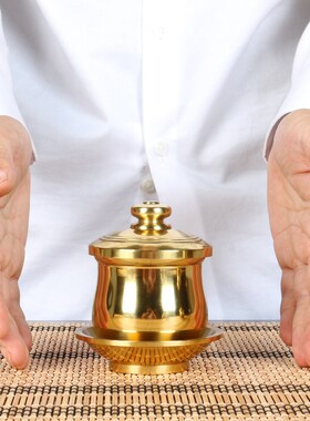 铜圣水杯摆件 铜供水杯 供杯