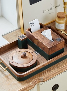 绿朵胡桃木酒柜玄关钥匙收纳客厅卧室桌面装饰品收纳家居饰品摆件