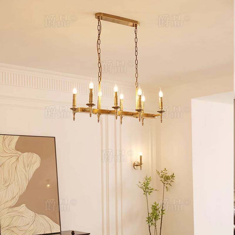 简约美式全铜餐厅吧台长排吊灯 创意个性复式楼别墅餐桌书房灯具,淘宝优惠券,粉丝福利购,淘宝优惠卷