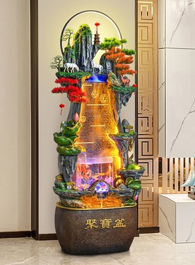 大型假山生财聚宝盆摆件客厅办公室高山循环流水景观乔迁开业礼品