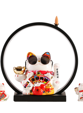 小号摇手招财猫灯圈招财摆件店铺开业创意礼品家居乔迁开业送礼