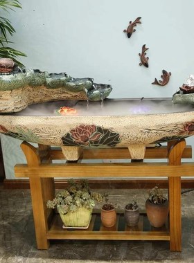 开业礼品假山流水喷泉摆件落地水景招财客厅循环水鱼缸创意加湿器