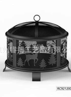 火盆室内取暖炉冬RC920095天木炭烤火炉便携式家户外用铁烧烤艺架