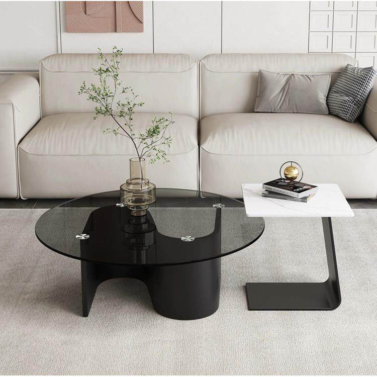 约钢化玻璃茶几DXL轻奢小现代简户型客厅家用茶几桌意式极简圆大 - 图1