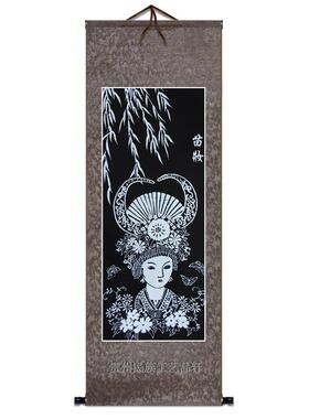 贵州蜡染装饰画民族风加厚布艺转轴画苗族特色工艺品客厅送老外礼