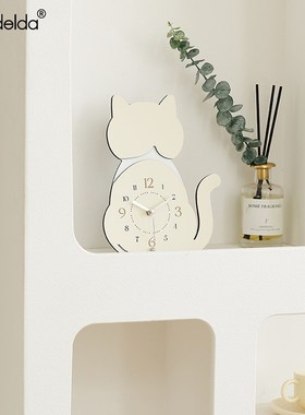 Mandelda软萌猫咪动物治愈系摆件座钟玄关台钟桌面卧室布置装饰品
