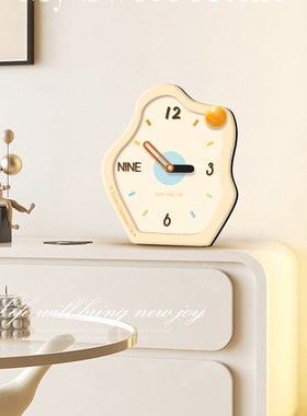 奶油风客厅创意时钟电视柜摆台式桌面钟表卧室床头静音挂钟免打孔