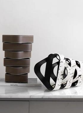 摆现代轻奢创意皮质马毛层厅叠花器花插件样间客玄板关GT-B065餐