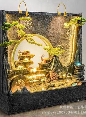 中假山水幕2347-220墙水屏风客厅新阳式台庭院落地水景酒吧装饰流
