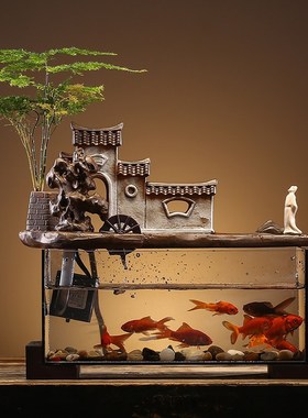 创意假山流水喷泉家居小型鱼缸摆件招财玄关客厅装饰乔迁开业送礼