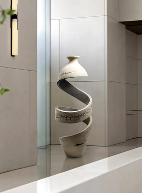 现代创意抽象艺术木雕摆件售楼处玄关雕塑工艺品酒店会所装饰摆设