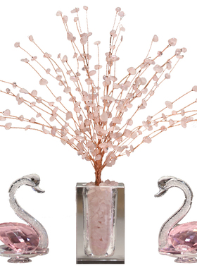 招桃花粉水晶树天鹅客厅玄关电视柜酒柜摆件家居装饰品轻奢高档