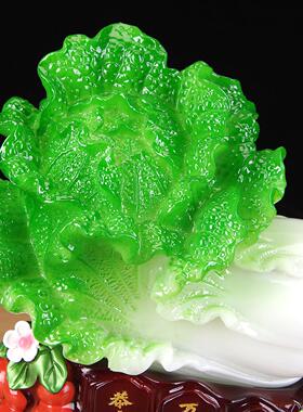 招财进宝白菜摆件金蟾聚宝盆店铺收银台招财装饰品送朋友开业礼物