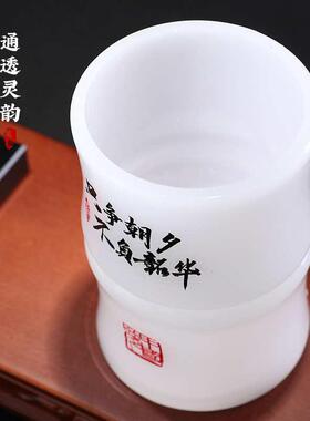 竹报平安琉璃玉办公室笔筒摆件定制商务礼品退休高档送纪念品领导