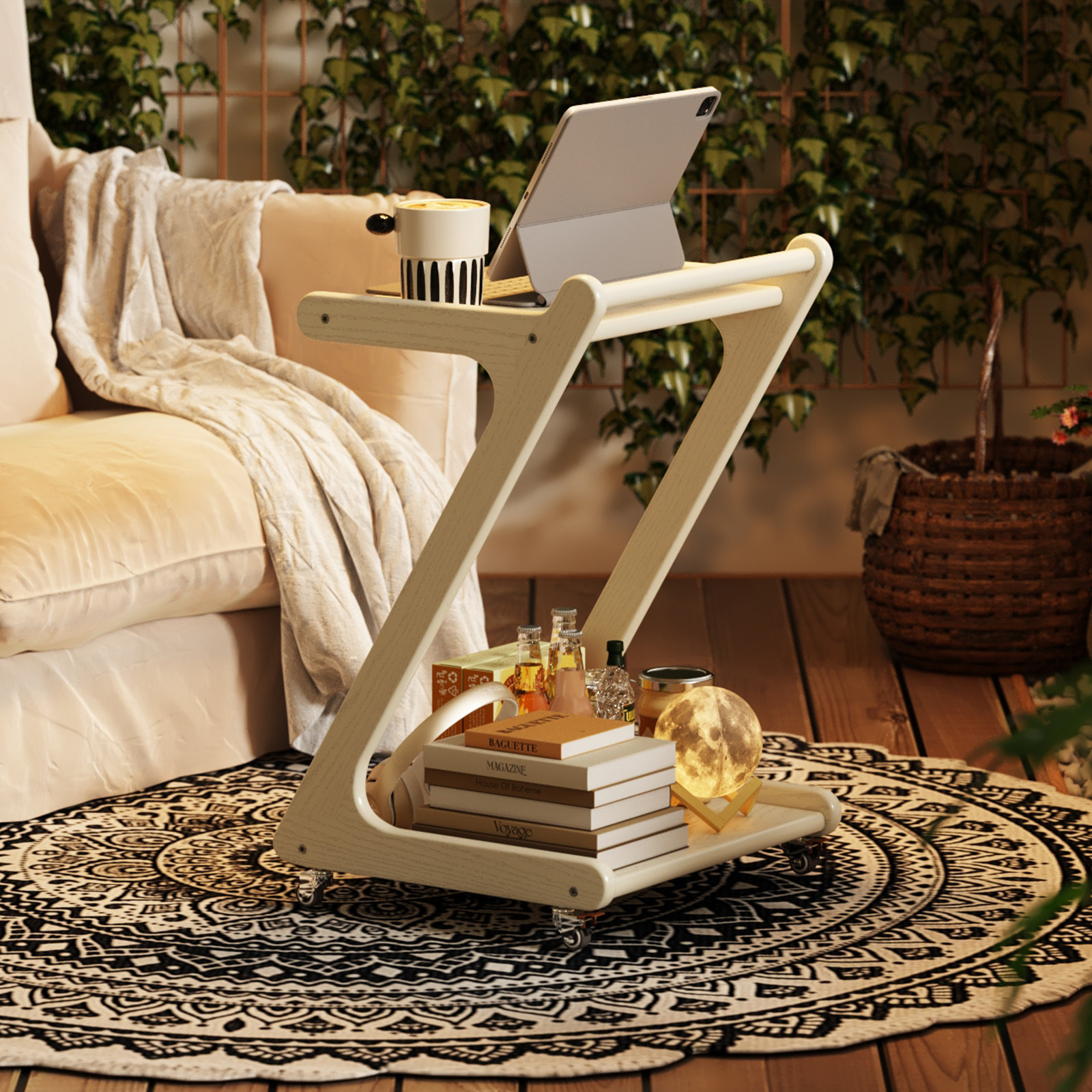 实木移动边几沙发旁带轮收纳架家用小户型沙发边柜客厅收纳小推车,淘宝优惠券,粉丝福利购,淘宝优惠卷