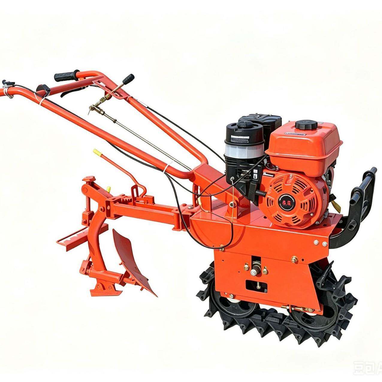 Chain track micro tillage machine, small golden cow, chain track, small walking tractor, mini cultivator, field management machine, flip plow