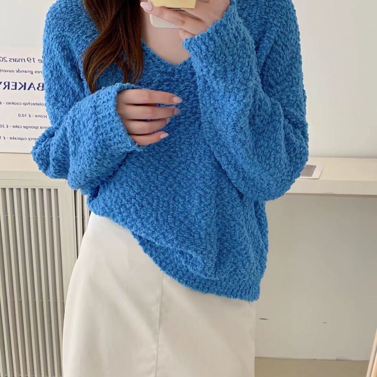 2025秋季新款百搭毛衣小众设计感法式甜美显瘦V领针织衫女上衣 - 图2