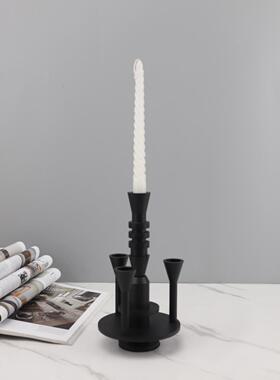 0951北欧简约创意黑色烛台茶组合件餐客厅几摆酒店样板房家居装厅