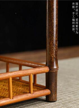 竹茶架博古20241121架编禅意置物架摆件茶具棚收纳架覆古双层杯架