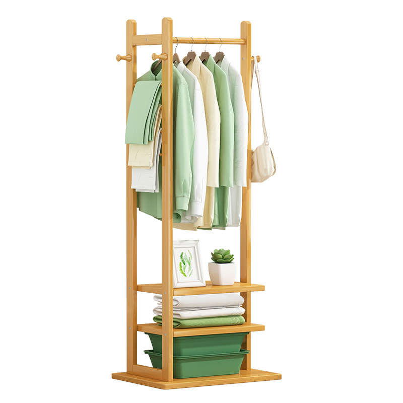 晾衣架卧室床边衣帽架简易家用落地小户型实木挂衣杆小尺寸衣架子 - 图3