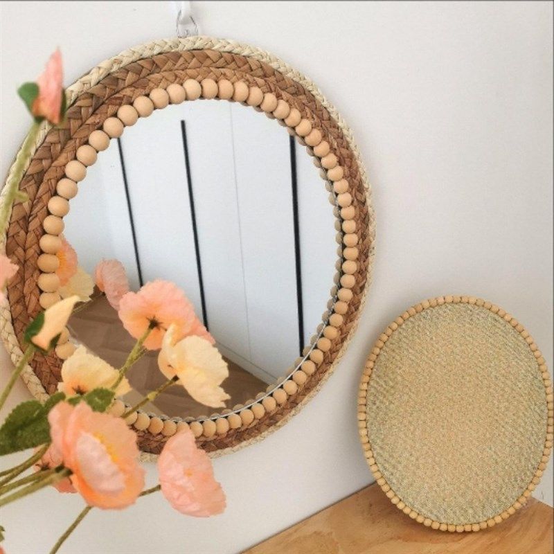藤编梳化妆创意艺术户外拍摄装饰道具圆镜挂镜民宿客厅玄关墙壁,淘宝优惠券,粉丝福利购,淘宝优惠卷