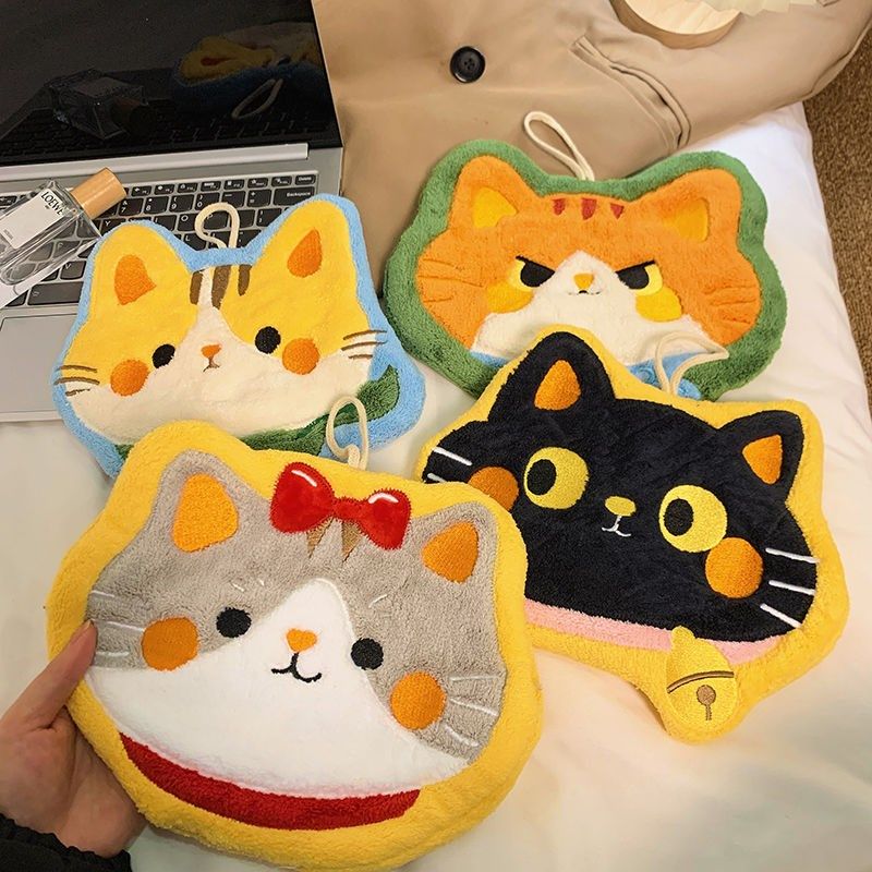 卫生间厨房儿童家用手帕珊瑚挂式抹布毛巾吸水手巾加厚猫卡通可爱,淘宝优惠券,粉丝福利购,淘宝优惠卷