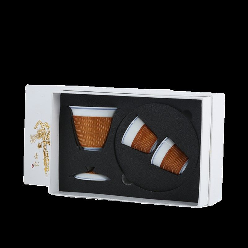 新中式竹编竹丝扣瓷茶杯白瓷盖碗套装家用竹编杯子功夫茶具主人杯,淘宝优惠券,粉丝福利购,淘宝优惠卷