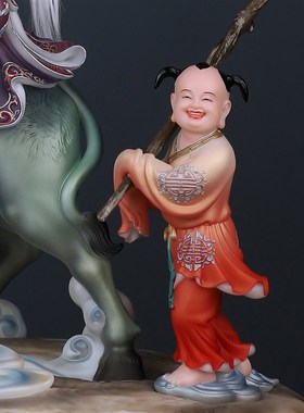 汉白玉太上老君神像供奉家用骑牛道德天尊青牛童子三清祖师像摆件