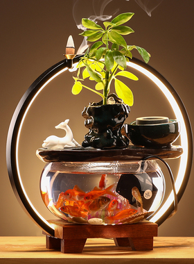 创意家居招财流水摆件循环水桌面客厅生财景观鱼缸办公室开业礼品