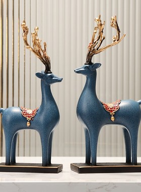 国风装饰唐鹿招财福禄鹿摆件家居饰品乔迁新居客厅玄关酒柜装饰品