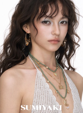 SUMIYAKI复古月亮吊坠锁骨链