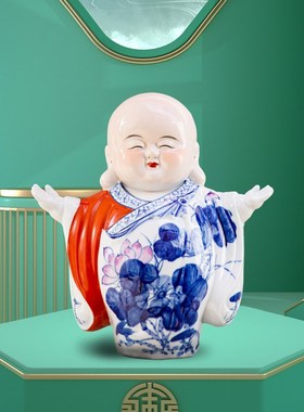 景德镇陶瓷大吉大利雕塑公司开业客厅家居电视柜酒店桌面装饰摆件