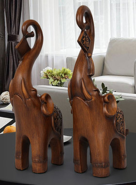 简约大象摆件一对客厅隔断柜电视柜装饰品家居工艺品摆设乔迁送礼