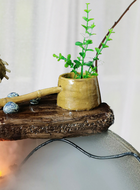 55公分陶瓷流水摆件鱼缸流水器循环过滤养鱼加湿雾化造景摆件大型