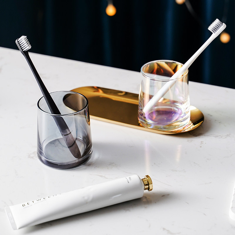 北欧玻璃漱口杯创意家用透明水杯牙刷置物架浴室洗漱牙杯情侣套装,淘宝优惠券,粉丝福利购,淘宝优惠卷