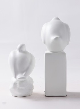 新中式黑色白色金色陶瓷小鸟动物摆件样板间书房博古架装饰品摆设