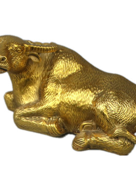 纯黄铜卧牛招财牛气冲天水牛黄牛家居办公室客厅事业装工艺品摆件
