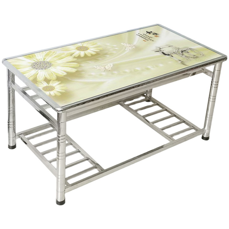 不锈钢桌子长方形烤火桌架炕桌家用餐桌客厅茶几经济型冬季取暖桌 - 图3