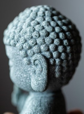 碌心 青砂石如来小佛桌面茶宠 禅意国潮逗兽中式装饰摆件鱼缸造景