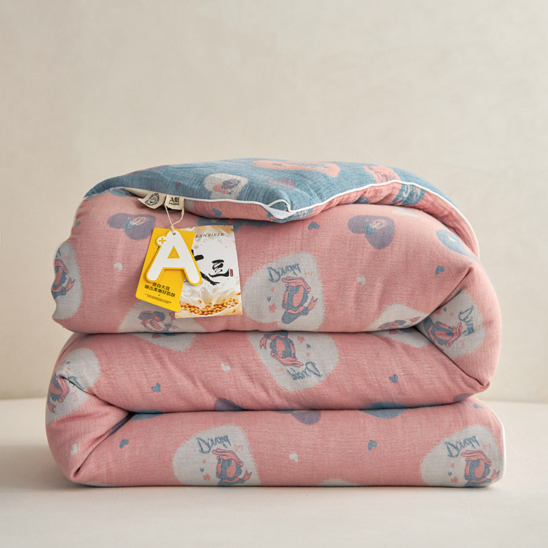 A类全棉色织大提花双层纱大豆冬被纯棉纱布春秋被可水洗棉被褥子,淘宝优惠券,粉丝福利购,淘宝优惠卷