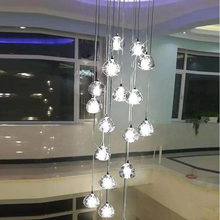 式桃水晶璃球吊灯现美代复樱式408楼梯灯LED餐厅创意玻个性流星吊,淘宝优惠券,粉丝福利购,淘宝优惠卷